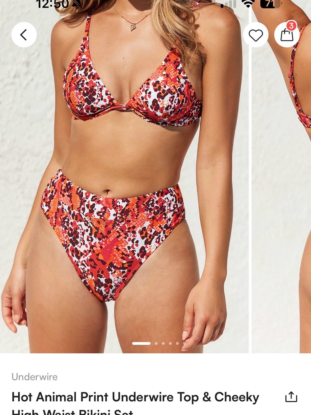 Cupshe Red Orange Animal Print Underwire Bikini Set